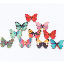 28x20mm 30pcs Wooden Mixed Color Butterfly Shape Buttons 2 Holes Handmade Clothing Sewing Scrapbooking Crafts DIY 2024 - buy cheap