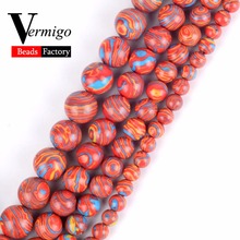 Wholesale Natural Stone Multicolor Turquoises Round Loose Beads For Beadwork Jewelry Making Diy Bracelet 4-12mm Pick Size15" 2024 - buy cheap