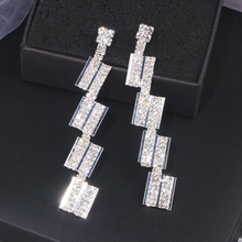 2021 New Luxury Crystal Big Long Earrings Trendy Rhinestone Geometry Dangle Drop Earrings For Women Wedding Jewelry Gifts WX181 2024 - buy cheap