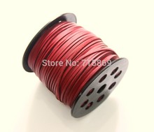 Free Ship 100 Meters DIY Jewelry 10 mm x 1.5mm Dark Red Flat ONE SIDE Leather Flat Faux Suede Leather Cord 2024 - buy cheap