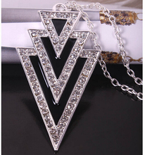 Temperament Fashion European Style Exaggerated Retro  Rhinestone Multilayer Triangle Pendant Long Necklace N2577 2024 - buy cheap