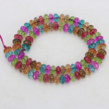 new fashion  jewelry Charming high quality  5x8mm Faceted Multicolor Tourmaline Loose Beads 15" Wholesale and retail 2024 - buy cheap