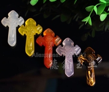 Beautiful Chinese Natural Yellow Red White Agate Jade Carved Blessing Jesus Cross Lucky Pendant + Rope Necklace Fine Jewelry 2024 - buy cheap