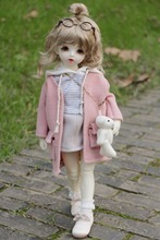 1 комплект = 5 шт. Зимняя Одежда для кукол розовое пальто + полосатая Толстовка + юбка + носки + медведь для 1/4 1/6 bjd аксессуары для кукол 2024 - купить недорого