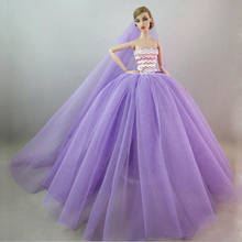 Doll's quality pink green wite purple blue color full lace princess eveningl dress for barbie doll 2024 - buy cheap