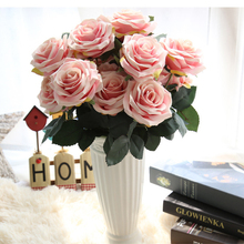 10 Heads Rose Artificial Flower Silk Flower Rose Bouquet for Wedding Home Farmhouse Decoration Fall Decoration Fake Flowers 2024 - buy cheap