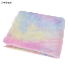 Chzimade 45x150cm gradiente arco-íris cor inverno macio pelúcia tecido de pele artificial diy para casa têxtil roupas artesanato 2024 - compre barato