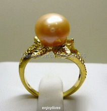 FREE SHIP >>Real Yellow Golden Pearl Yellow  Flower Ring Size: 6.7.8.9 2024 - buy cheap