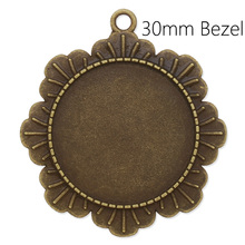 Antique Bronze tone Round Pendant Tray, Necklace Pendant Settings, 30mm Bezel Pendant Blanks for Glass Cabochon, 20pcs/lot-C3832 2024 - buy cheap