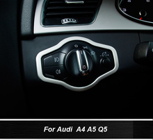 Interruptor de faro de coche de acero inoxidable, decoración para Audi A4, A5, Q5 2024 - compra barato