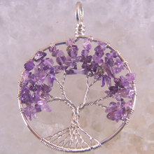 Free Shipping Fashion Tree of life - Natural Stone Beads Crystal Wire Wrap Round Pendant  K1850 2024 - buy cheap