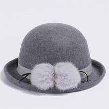 100% шерстяная шапка осень-зима благородная Европейская американская Элегантная модная шапка для девочек женская шляпа ведро женская шерстяная шляпа Fedora 2024 - купить недорого