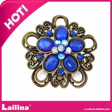 Fashion Retro Blue Rhinestone Flower brooch 2024 - buy cheap