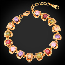 Charm Bracelets For Women AAA+ Cubic Zircon Jewelry Gift Fashion Yellow Gold Color Crystal Bracelet H841 2024 - buy cheap