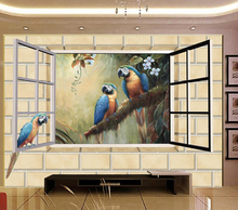 Decorative wallpaper 3D parrot background wall painting 2024 - buy cheap
