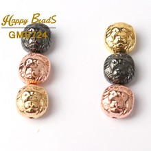 10 peças ouro preto prateado tibetano cabeça de leão miçangas de hematita contas soltas espaçador contas para pulseira de joias acessórios faça você mesmo 2024 - compre barato