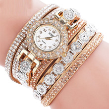 Fashion Gold Women Bracelet Watch Casual Female Rhinestone Leather Quartz Wrist Watch Bayan Kol Saati Ladies Watch 2024 - buy cheap
