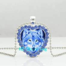 New Blue Wolf Crystal Necklace Wolf Heart Pendant Loyalty Photo Jewelry Novel Crystal Pendant Necklace HZ6 2024 - buy cheap