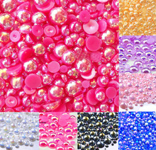 500Pcs Mixed 2-10mm Fuchsia AB Half Round Pearl Beads Craft Cabochon Scrapbook Decoration Flatback Nail Art Garment Beads DIY 2024 - buy cheap