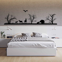 Landscape Vinyl Wall Decal Woodland Wall Decals Forest Silhouette Wall Decals Animals  Art Decor Woodland Room For Bedrooms 3118 2024 - buy cheap