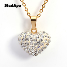 MadApe Heart Pendants & Necklace Gold Color Chain Stainless Steel With White Zircon Pendant Necklace For Women Fashion Jewelry 2024 - buy cheap