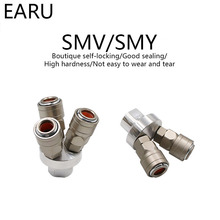 Conector rápido tipo c de trava automática, conector fêmea de 1/4 "e passagem tripla, smv de duas vias, acoplador rápido de passagem de ar, 1 peça