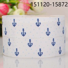 50 yards 7/8 " 22 mm simple anchor blue dots pattern print grosgrain tape ribbon hair bow free shipping 2024 - buy cheap
