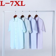 new Plus size  7X 6XL 5XL high quality Brand Clothing Short Sleeve Shirt Men Shirt 100% Cotton Casual Social Shirt Men 2024 - buy cheap