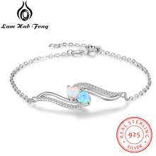 925 Sterling Silver Opal Bracelets for Women Wave Shape 2 Colors Blue White Opal Chain Bracelet Birthday Jewelry (Lam Hub Fong) 2024 - buy cheap