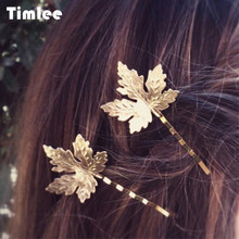 Timlee H140-Horquillas para el pelo de aleación para niña, accesorios para el cabello con diseño de Hojas de arce y diamantes de imitación, a la moda, venta al por mayor 2024 - compra barato