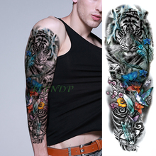 Tatuaje temporal a prueba de agua para hombres y mujeres, pegatina con diseño de Tigre, pájaro, pez, flores, tatuaje completo de gran tamaño 2024 - compra barato