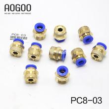 10Pcs/lot PC8-03 Tube 8mm Thread Straight Throught 3/8" Pneumatic Pipe Fitting tube connector 2024 - buy cheap