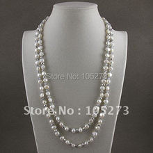 ¡Encantador! collar largo de 48 pulgadas AA 7-8MM color blanco perla de agua dulce genuina y cristal joyería de moda envío gratis A2367 2024 - compra barato
