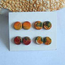Natural 4 Pairs Multi-Color Picasso Jasper Cabochons Beads Set ,12x12x4mm,10.1g 2024 - buy cheap