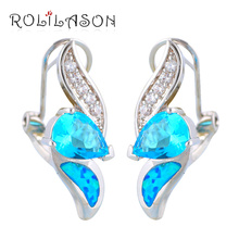 CZ  Blue Fire Opal Silver Stamped stud Earrings Huge wholesale Fashion style Opal Jewelry OE233 2024 - buy cheap