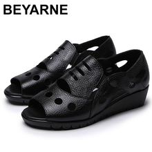 BEYARNERome Style Sexy Peep Toe Gladiator Sandals Women Flat Genuine Cow Leather Soft Sole Non-Slip Hollow Summer ShoesWomanE353 2024 - buy cheap