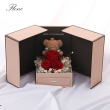 Flone-Caja de regalo con luz de oso Rosa Artificial, arte para el hogar, Navidad, Navidad, madre, aniversario, conmemoración 2024 - compra barato