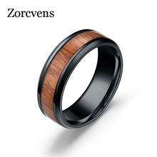 Новинка 2020, обручальное кольцо с деревянной инкрустацией в виде купола zorcins для мужских ювелирных изделий, твердосплавные кольца из нержавеющей стали 2024 - купить недорого