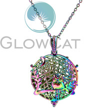 CC971 Rainbow Moon Owl Beads Cage Magnet Pendant Perfume Diffuser Aroma Pearl Cage Locket Necklace 2024 - buy cheap
