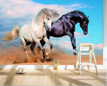 beibehang Wall wallpaper 3d Custom black and white horse photo wallpaper wild horse home decoration wallpaper for walls in rolls 2024 - buy cheap
