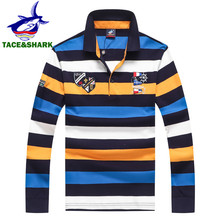TACE&SHARK Brand Hot Sale Fashion Stripe Shark Embroidery Long Sleeve Polo Tops Men Slim Polo Casual Business Homme Clothes 2024 - buy cheap