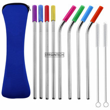 8pcs 10.5" Long Stainless Steel Reusable Straws for 20oz 30oz Tumbler Mugs Mason Jar with Silicone Tips & Cleaning Brush 2024 - buy cheap