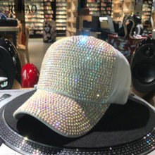 Ruhao boné de beisebol feminino, chapéu de algodão luxuoso com strass e paetês, estilo hip hop, para meninas, 2019 2024 - compre barato