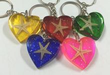10 pcs vogue colorful heart jewelry starfish specimen keychain 2024 - buy cheap
