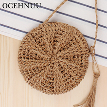 OCEHNUU Round Small Beach Bags Women Straw Summer Bag 2020 Tassels Weave Ladies Shoulder Bag Crossbody For Girls Vacation Purse 2024 - buy cheap