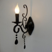 Luminária vela estilo clássico europeu, de metal, cristal, lâmpadas de parede, ponta única, lâmpada e14, luminária de iluminação 2024 - compre barato