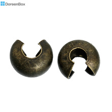 Doreen hot Box-300 Cor Bronze Crimp Grânulos Covers Achados 5mm x 4mm( 2/8 "x 1/8") 2024 - compre barato