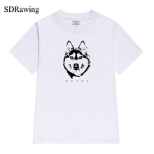 Husky dog t shirt siberian puppies tees dogs alaska print cotton t shirt Graphic Tees Hipster Tumblr Cozy tops drop shipping 2024 - buy cheap