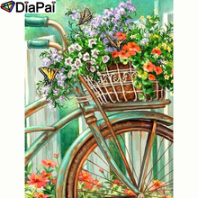 Diapai 100% quadrado completo/broca redonda 5d pintura diamante "flor bicicleta" bordado ponto cruz decoração 3d a20009 2024 - compre barato