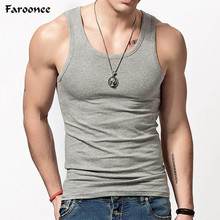 Faroonee Brand Clothing Men's O neck Sleeveless Bodybuilding Tank Tops Slim Fits Tee Tops Male U Tank Top Vest White Black 2024 - buy cheap